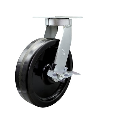 Service Caster 10'' Extra Heavy Duty Phenolic Wheel Swivel Caster with Brake and Swivel Lock CRAN-SCC-KP92S1030-PHR-SLB-BSL